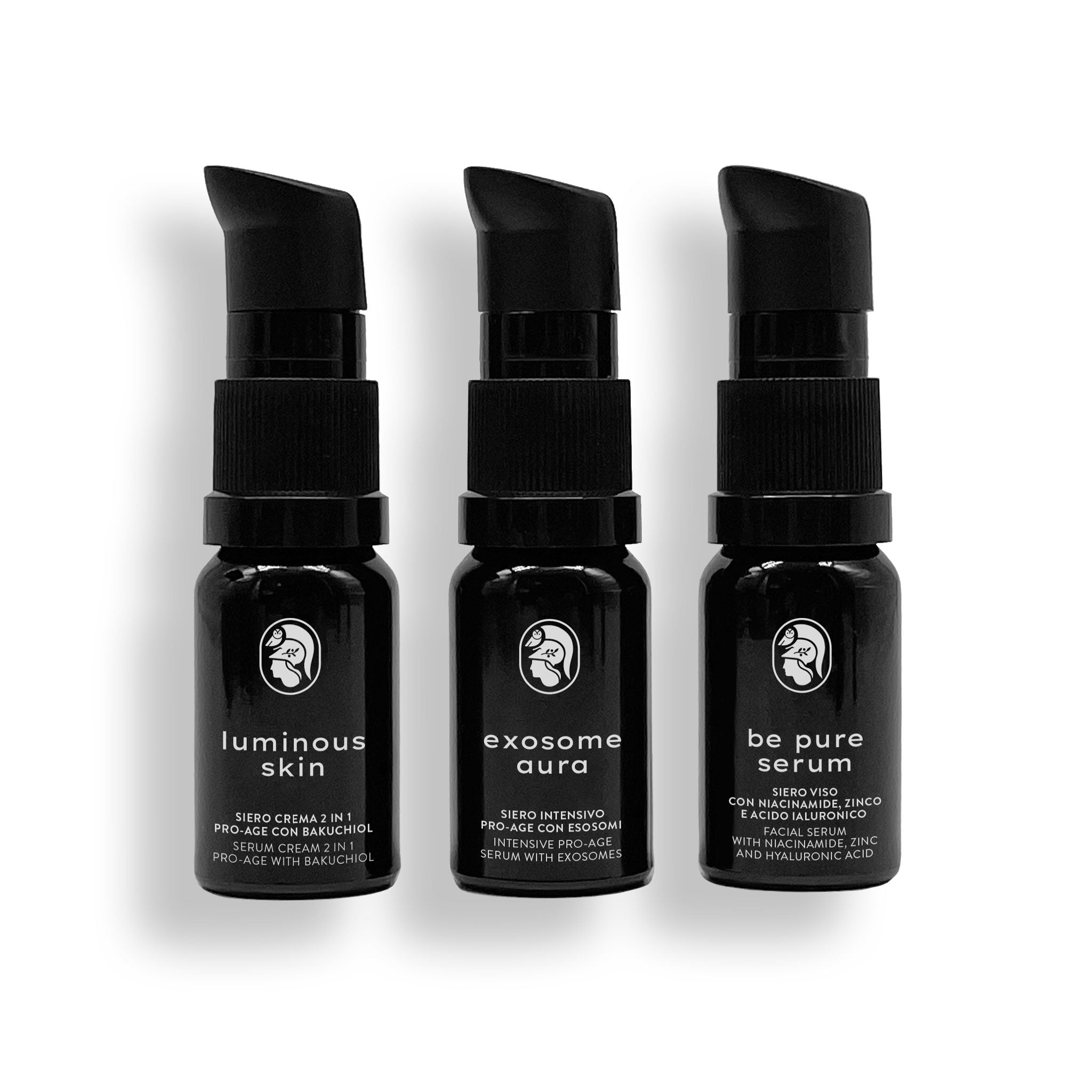 3 SERUMS - Discovery box sieri viso con acido ialuronico, niacinamide, esosomi da centella asiatica