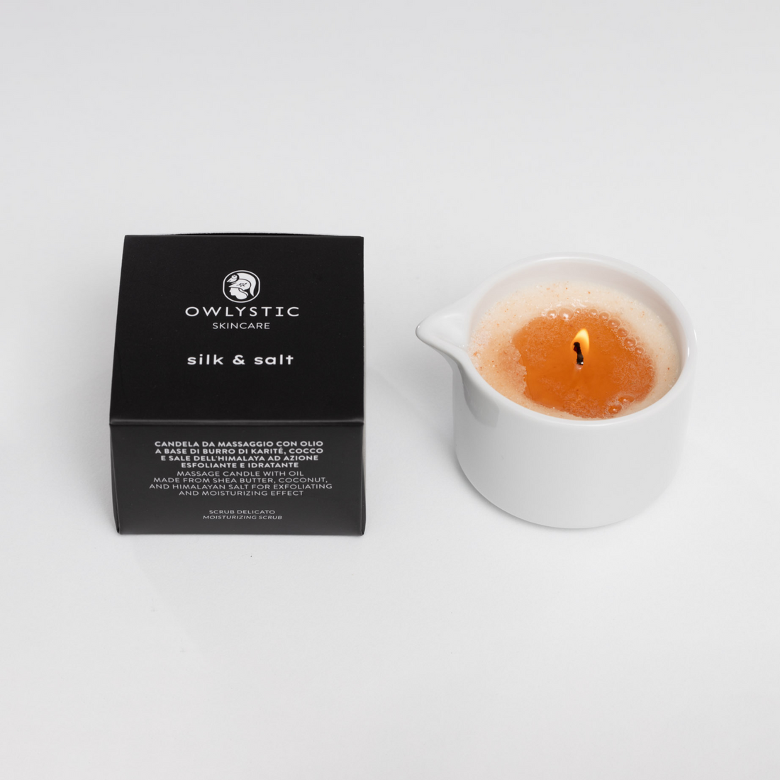 Silk & Salt - Candela da massaggio corpo con olio di karité e sale dell&