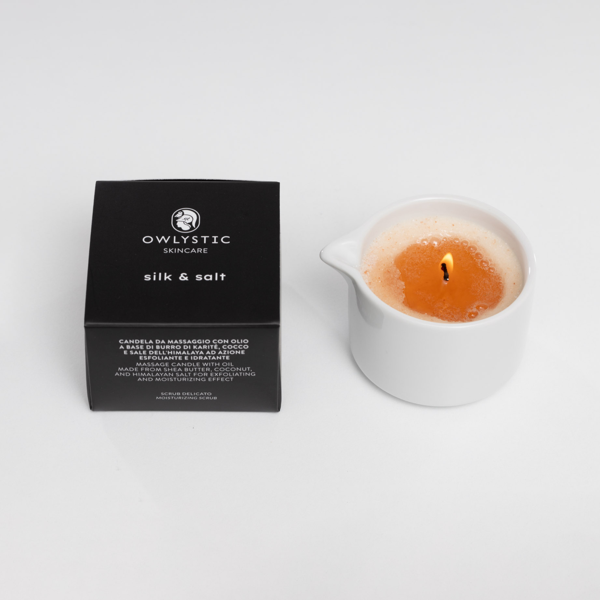 Silk & Salt - Candela da massaggio corpo con olio di karité e sale dell&