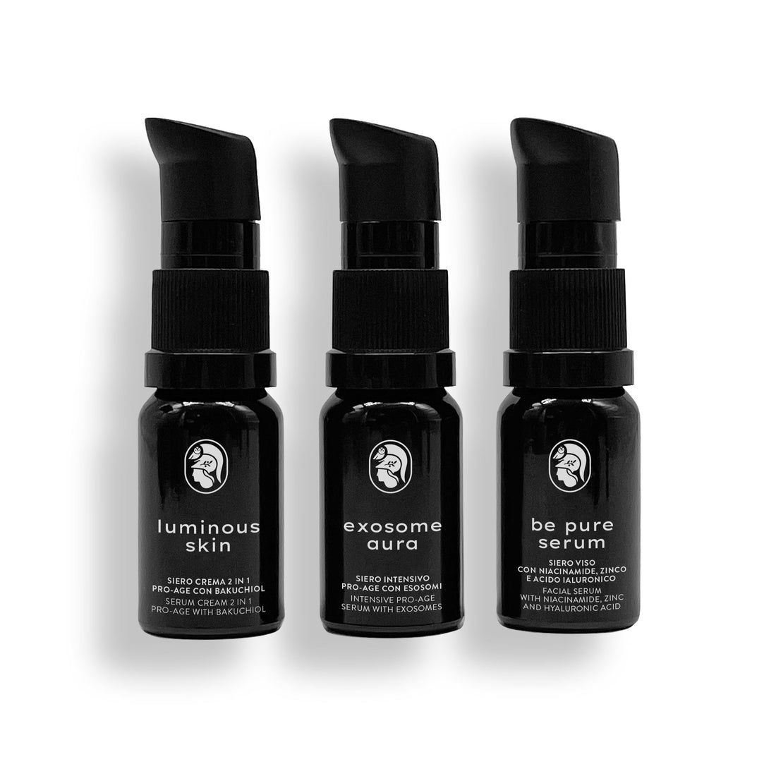 3 serums - Discovery box sieri viso con acido ialuronico, niacinamide, esosomi da centella asiatica