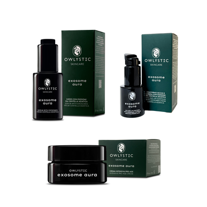 RITUALE EXOSOME AURA - Set rigenerante Contorno occhi e labbra + Siero + Crema viso con esosomi da centella asiatica e acido ialuronico