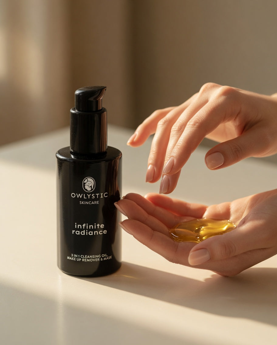 Olio detergente Infinite Radiance versato sulla mano