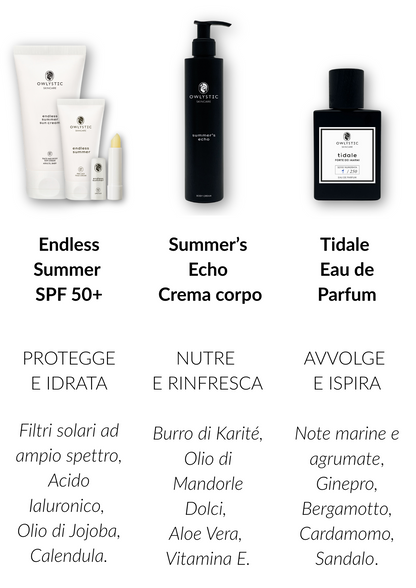 Rituale estate 2025: Protezione solare completa viso, corpo e labbra SPF 50+, Crema doposole, Profumo d&