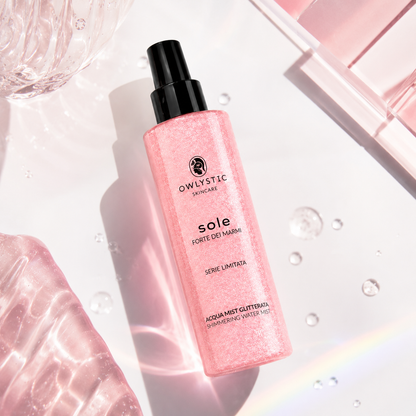 SOLE – Acqua mist corpo e capelli con acido ialuronico, glitterata e idratante – Serie limitata Forte dei Marmi