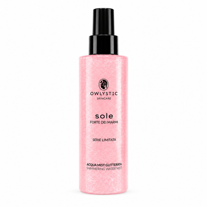 SOLE – Acqua mist corpo e capelli con acido ialuronico, glitterata e idratante – Serie limitata Forte dei Marmi